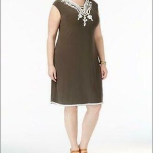 Alfani Dress-Graphic Nature/Urban Olive